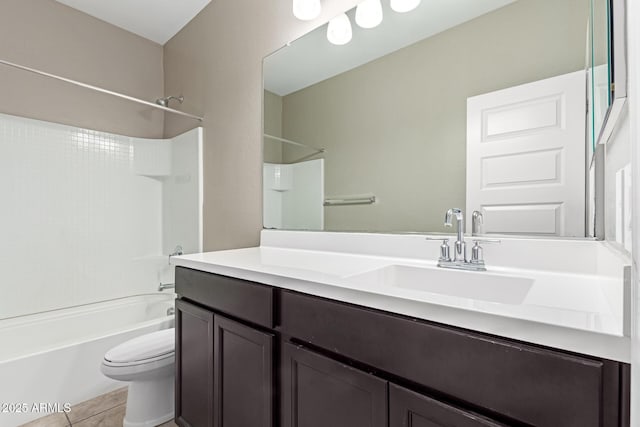 18800 W Madison St, Buckeye, AZ 85326 - bathroom featuring vanity, shower / bath combination, tile patterned flooring, and toilet