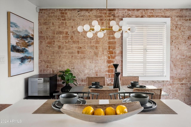 kitchen with brick wall