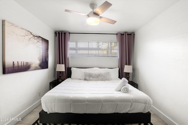 bedroom featuring ceiling fan