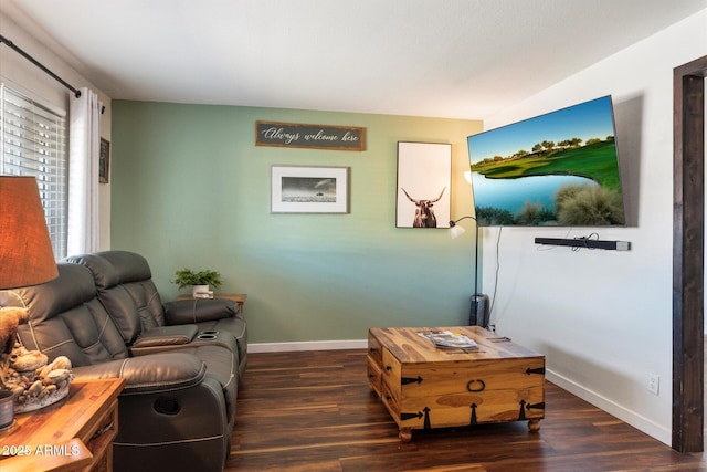 living room featuring dark hardwood / wood-style floors