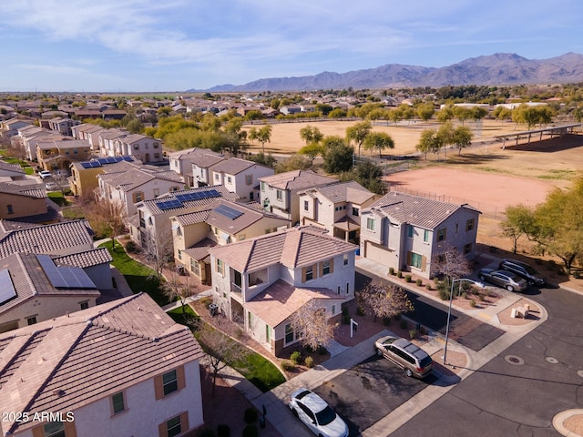 drone / aerial view with a mountain view