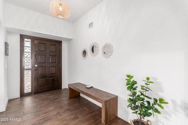 entrance foyer with dark hardwood / wood-style floors