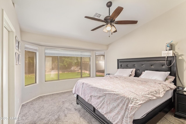 3821 N 125th Dr, Avondale, AZ 85392 - bedroom with vaulted ceiling, carpet flooring, and a ceiling fan