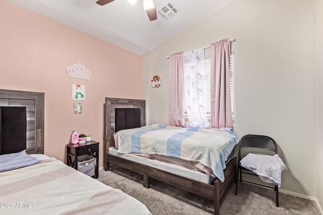 3821 N 125th Dr, Avondale, AZ 85392 - carpeted bedroom with vaulted ceiling and ceiling fan