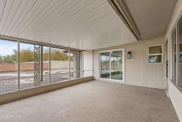 view of unfurnished sunroom