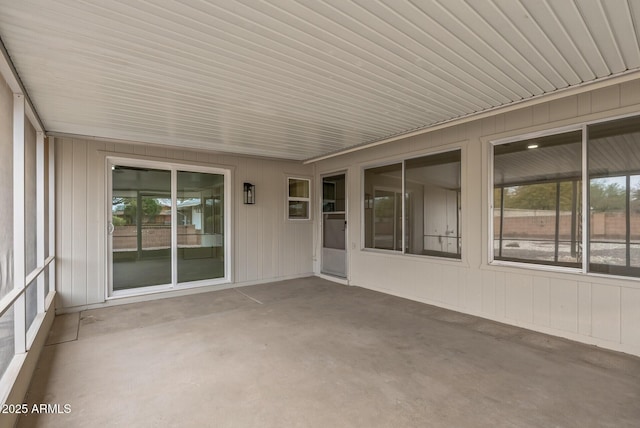 view of unfurnished sunroom