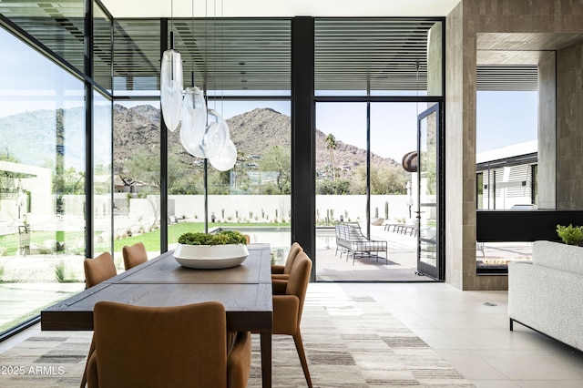 interior space featuring a mountain view
