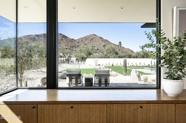 interior space featuring a mountain view