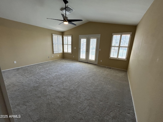 20713 N 56th Ave, Glendale, AZ 85308 - unfurnished room with ceiling fan, plenty of natural light, vaulted ceiling, baseboards, and carpet floors