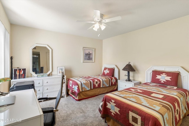 bedroom featuring carpet floors and ceiling fan