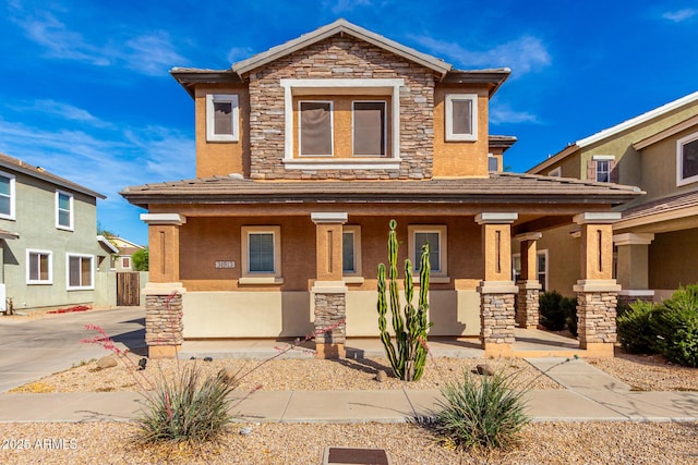 34913 N 30th Dr, Phoenix, AZ 85086 - view of front of property featuring covered porch, stone siding, and stucco siding