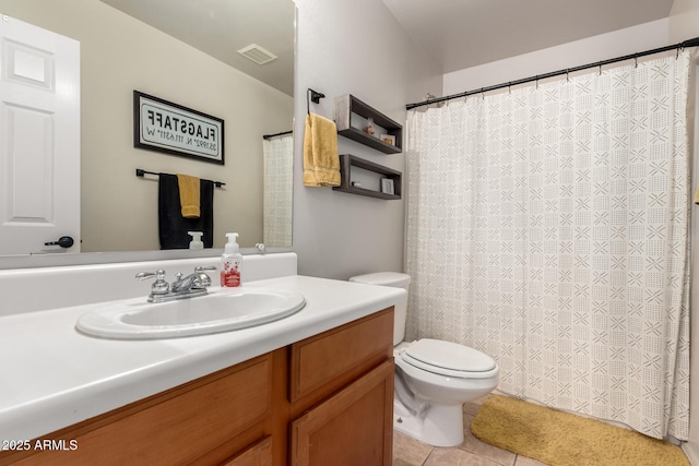 34913 N 30th Dr, Phoenix, AZ 85086 - bathroom featuring vanity, toilet, tile patterned flooring, and a shower with shower curtain