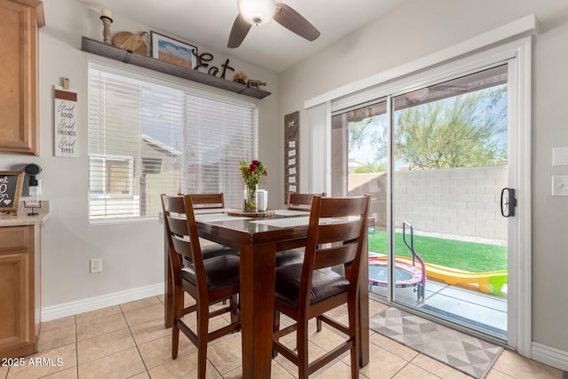 34913 N 30th Dr, Phoenix, AZ 85086 - dining room featuring a ceiling fan, light tile patterned floors, and baseboards