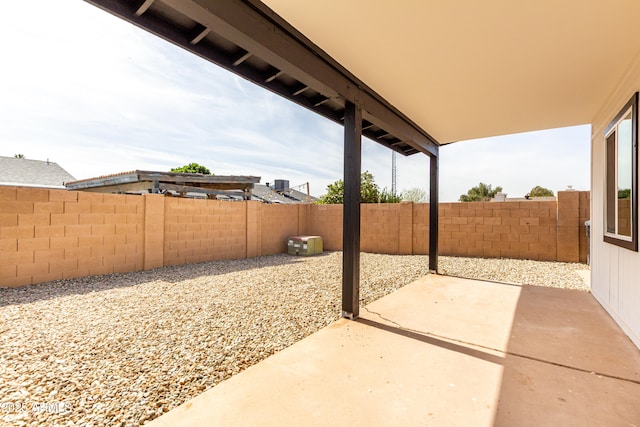 view of patio featuring a fenced backyard