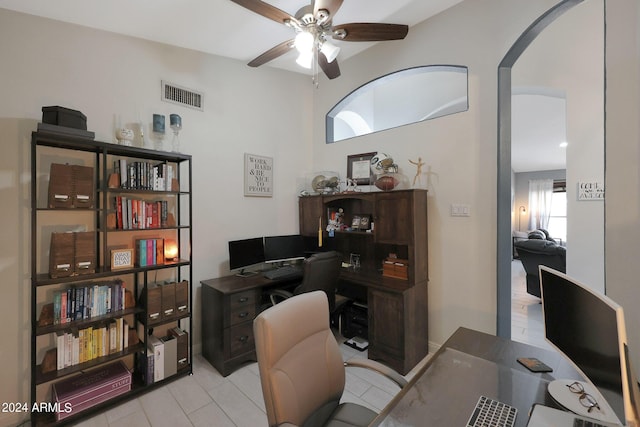 office featuring ceiling fan