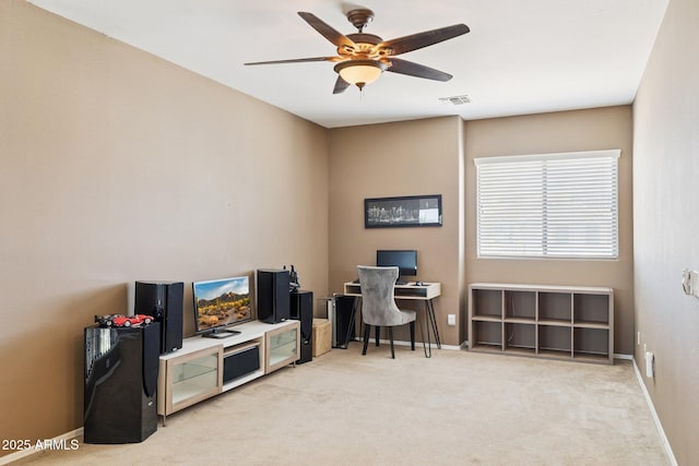46141 W Rainbow Dr, Maricopa, AZ 85139 - office with a ceiling fan and light colored carpet
