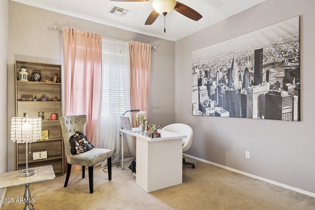 46141 W Rainbow Dr, Maricopa, AZ 85139 - carpeted office featuring ceiling fan and baseboards