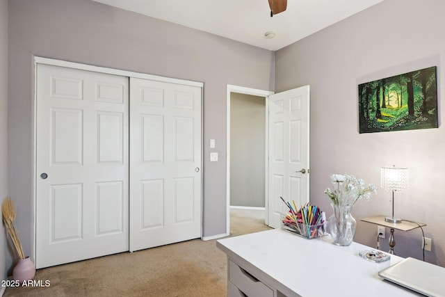 46141 W Rainbow Dr, Maricopa, AZ 85139 - home office featuring light colored carpet and ceiling fan