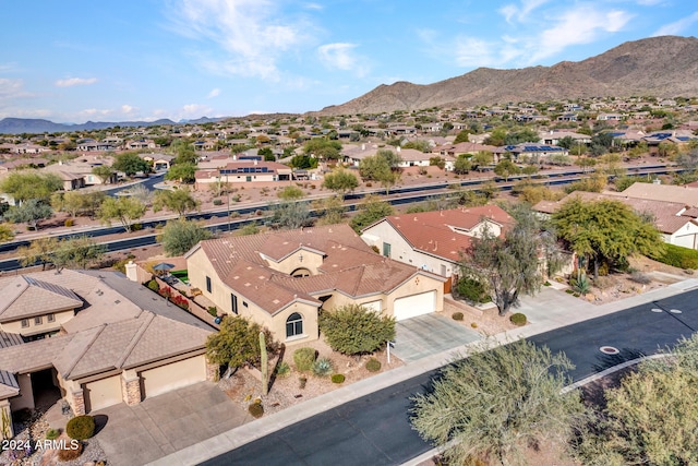 aerial view with a residential view and a mountain view