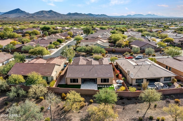 bird's eye view with a residential view and a mountain view