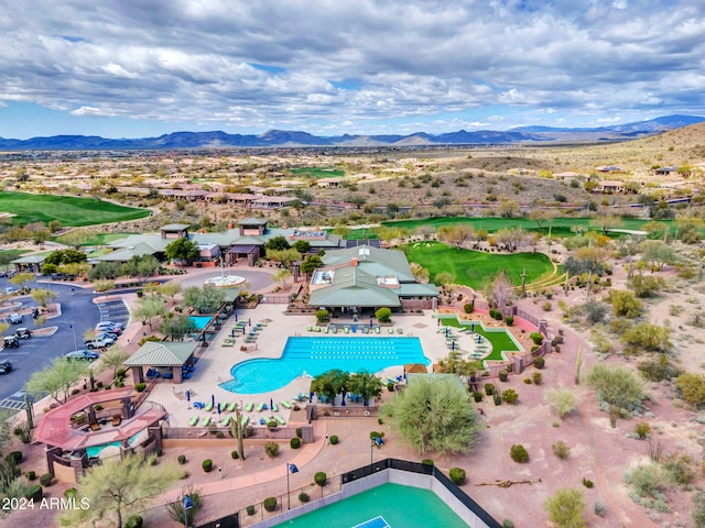 drone / aerial view with a mountain view