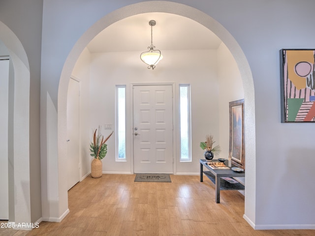 foyer featuring light wood-type flooring