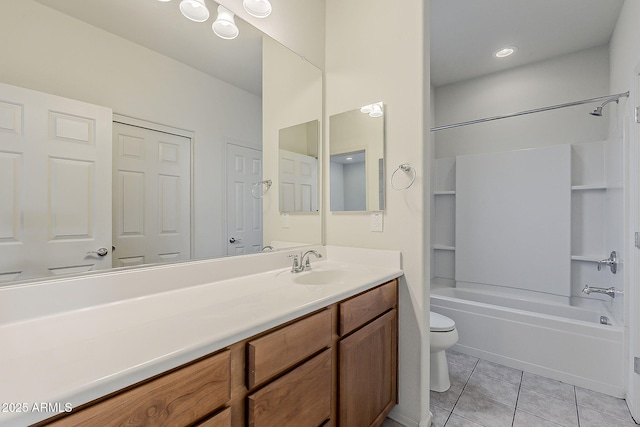 27413 W Tonopah Dr, Buckeye, AZ 85396 - bathroom with toilet, bathtub / shower combination, tile patterned floors, and vanity
