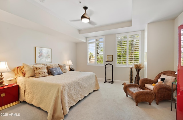 3801 N Goldwater Blvd Unit 201, Scottsdale, AZ 85251 - bedroom with carpet floors, baseboards, and ceiling fan