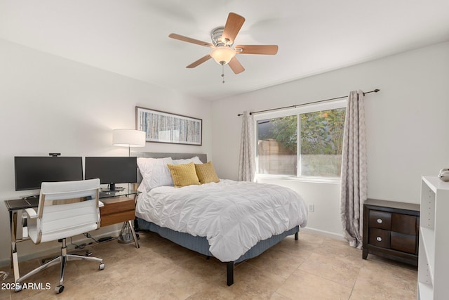 bedroom featuring ceiling fan