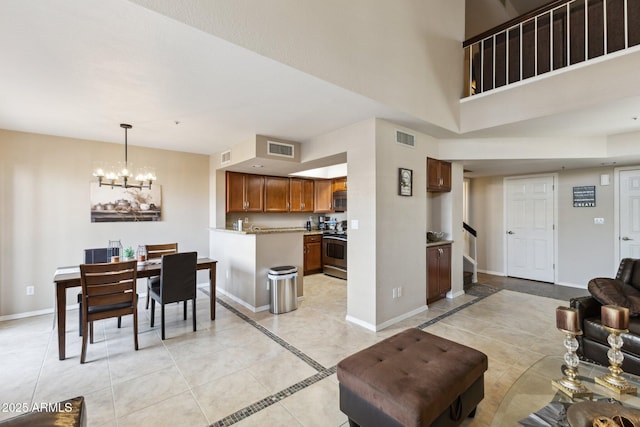 interior space with an inviting chandelier