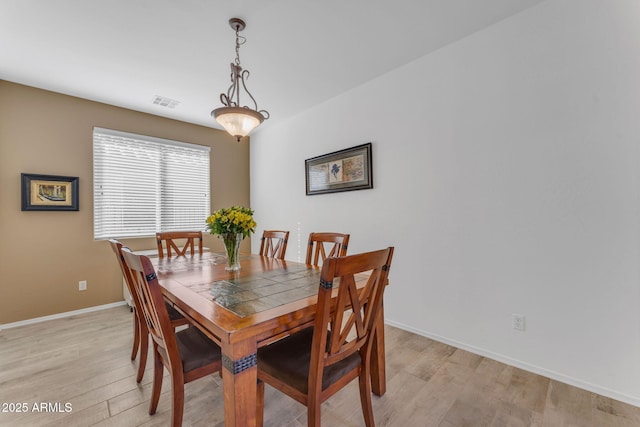 dining area featuring light wood-type flooring