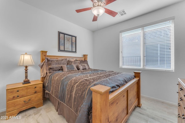 bedroom featuring ceiling fan