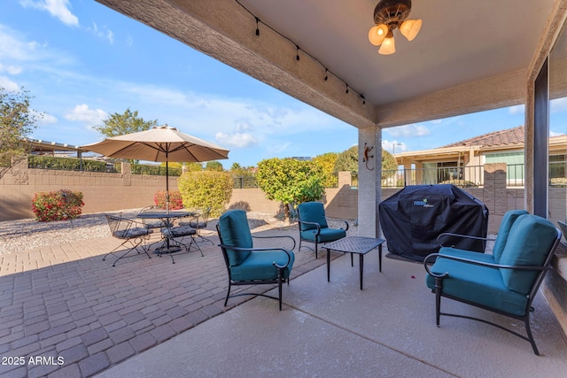 view of patio / terrace featuring a grill