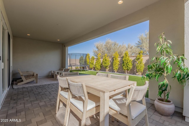 view of patio featuring a trampoline