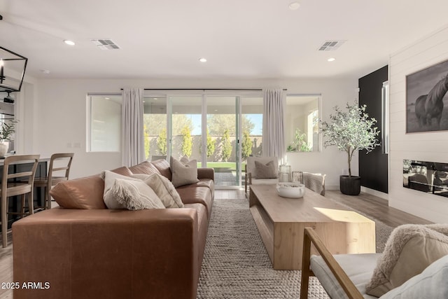 living room featuring hardwood / wood-style flooring