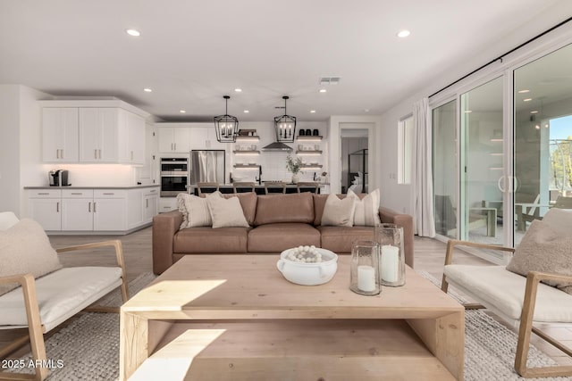 living room featuring light hardwood / wood-style floors