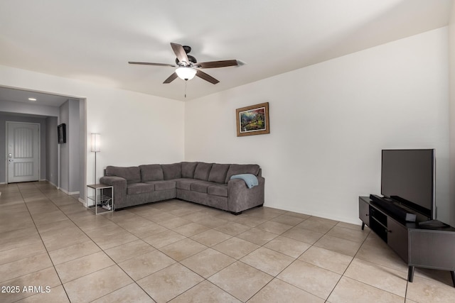 17532 W Copper Ridge Dr, Goodyear, AZ 85338 - living area featuring ceiling fan and light tile patterned floors