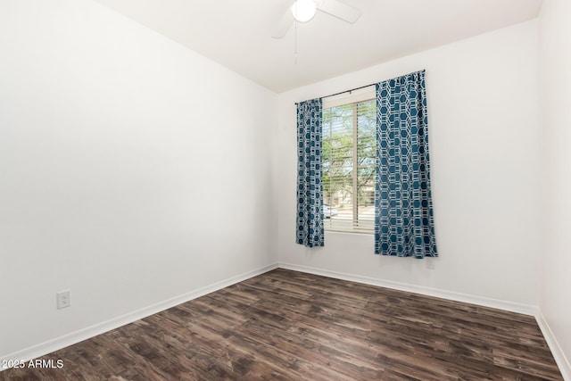 17532 W Copper Ridge Dr, Goodyear, AZ 85338 - unfurnished room featuring baseboards, ceiling fan, and dark wood-style floors