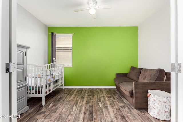 17532 W Copper Ridge Dr, Goodyear, AZ 85338 - bedroom with a ceiling fan, baseboards, and wood finished floors