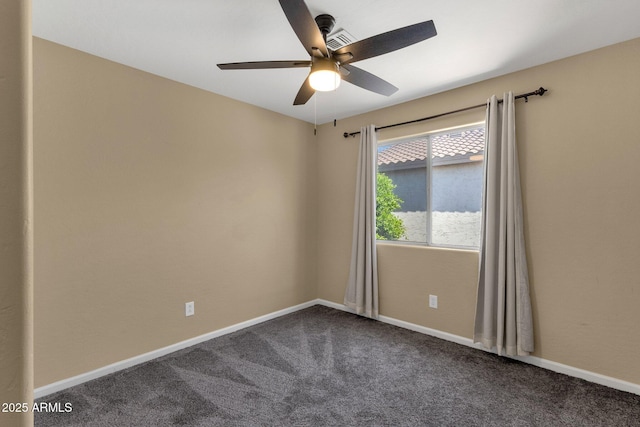 508 W San Angelo St, Gilbert, AZ 85233 - empty room featuring dark colored carpet, ceiling fan, and baseboards