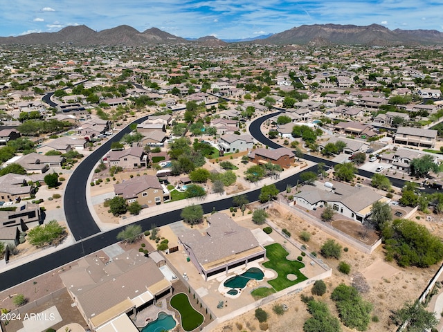 birds eye view of property featuring a residential view and a mountain view