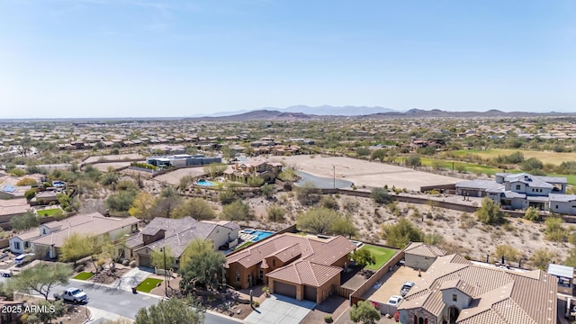 birds eye view of property featuring a residential view and a mountain view