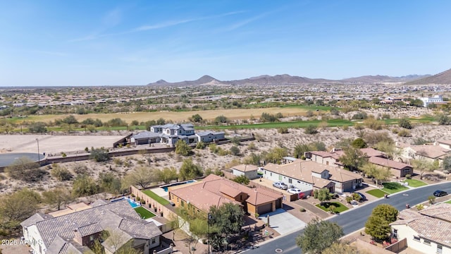 aerial view with a residential view and a mountain view