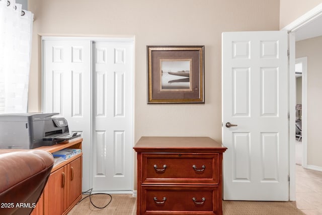 office with light tile patterned floors