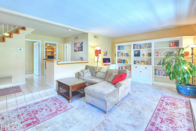 view of tiled living room