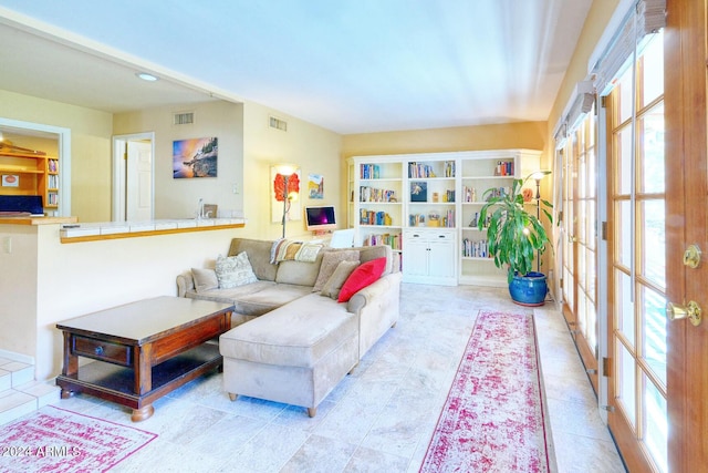 living room with french doors