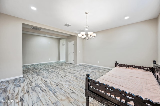 1344 N Claiborne, Mesa, AZ 85205 - dining room featuring a chandelier, wood finished floors, recessed lighting, and baseboards