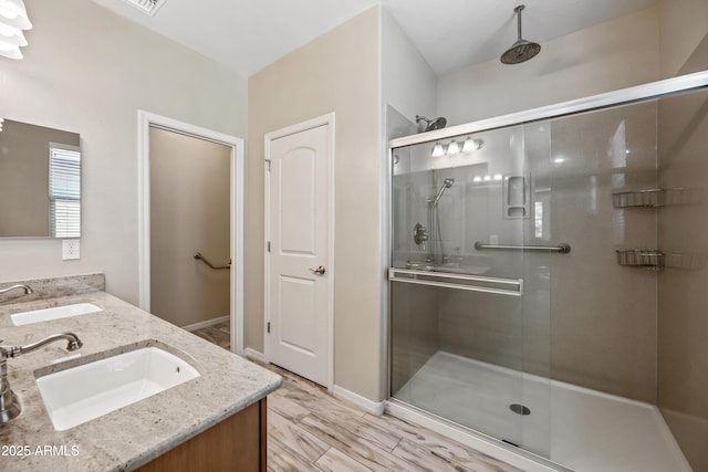 1344 N Claiborne, Mesa, AZ 85205 - full bath featuring a shower stall and double vanity