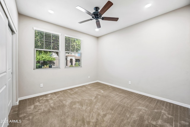 1344 N Claiborne, Mesa, AZ 85205 - empty room featuring carpet floors, ceiling fan, baseboards, and recessed lighting