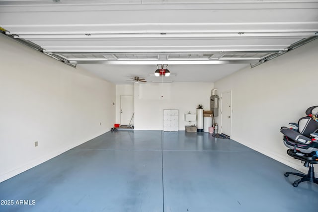 1344 N Claiborne, Mesa, AZ 85205 - garage with baseboards, a garage door opener, and a central vacuum unit